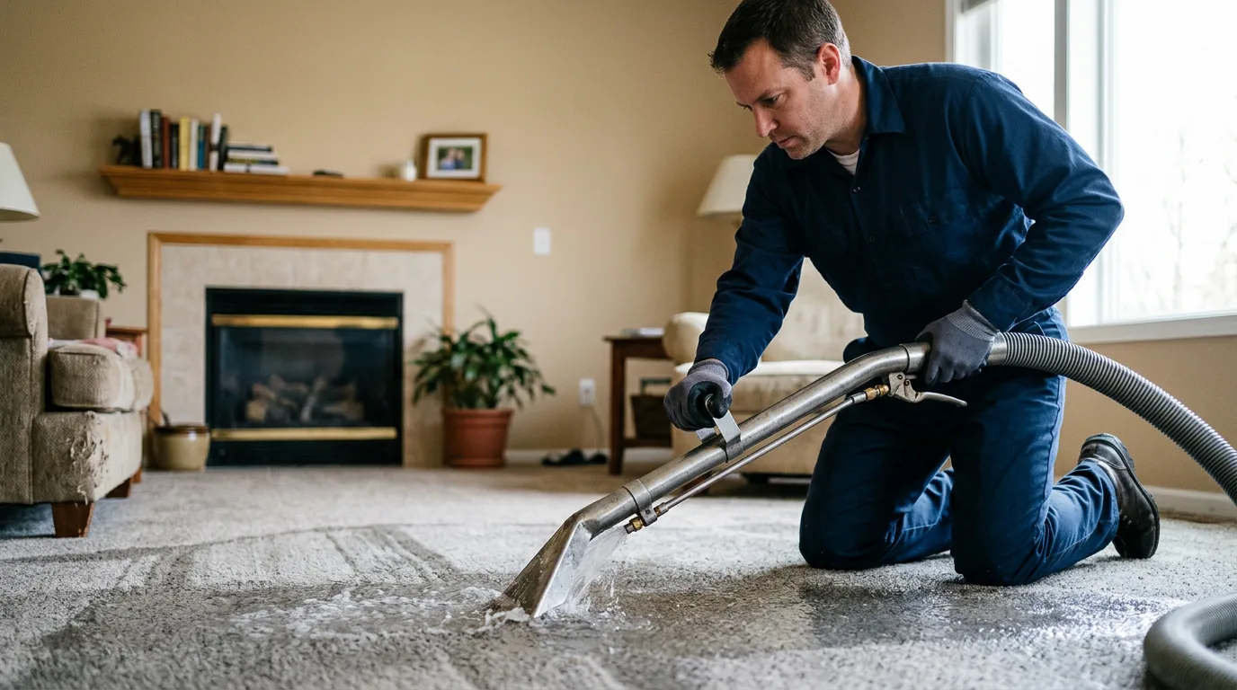 Water damage restoration technician working near Isom, KY